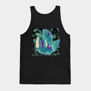 Glowing Mushrooms and Crystals, solid Tank Top